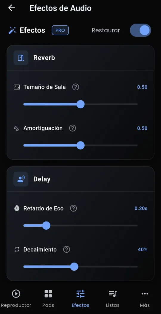 Rack de efectos en uso